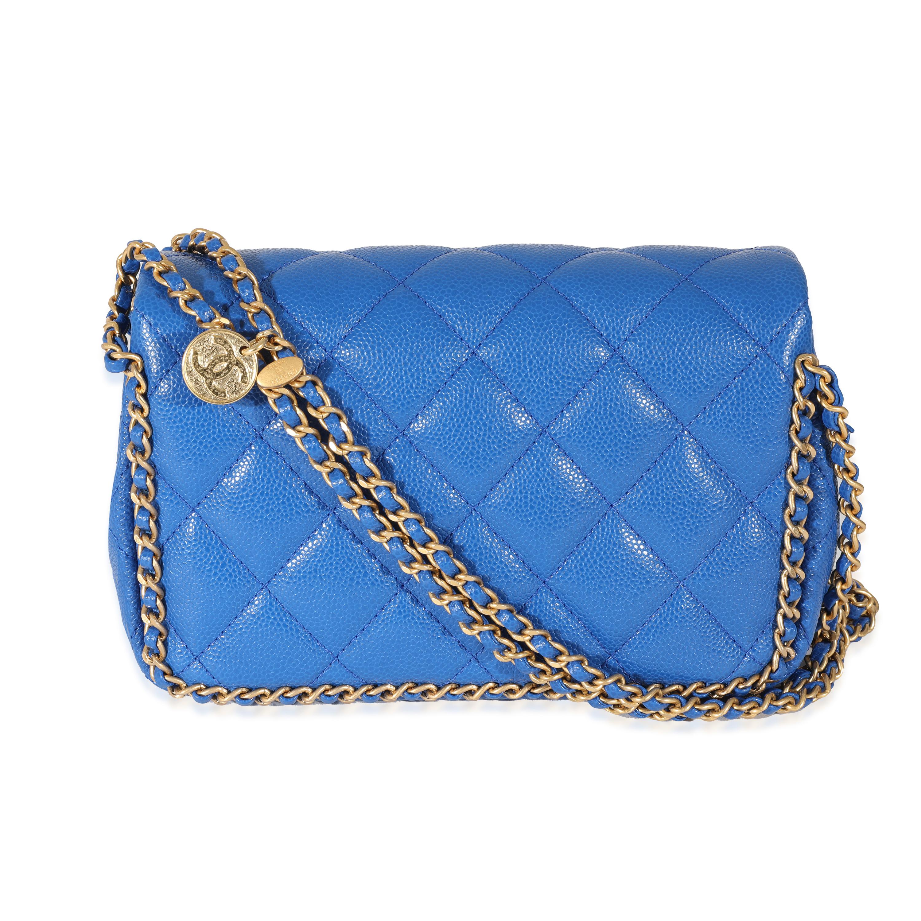 Chanel 22B Dark Blue Caviar Chain Around Flap Bag 5