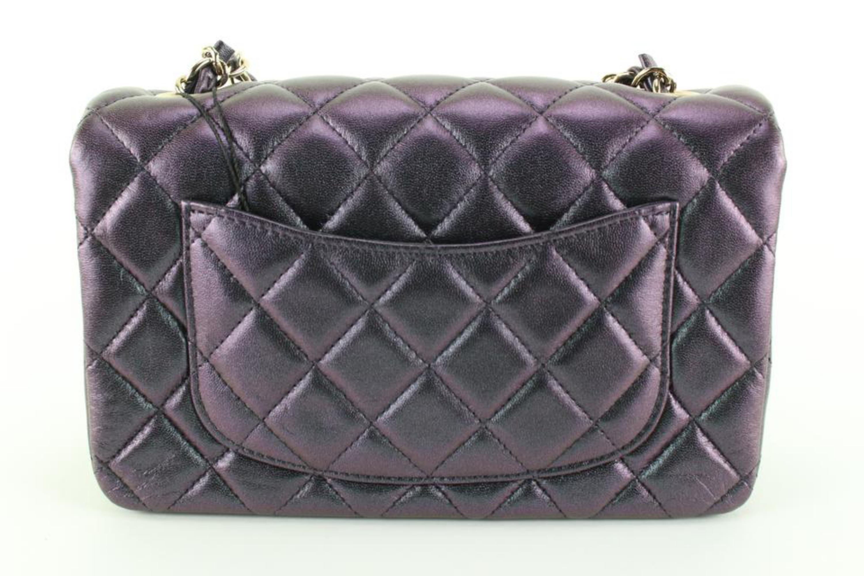 Women's Chanel 22B Limited Quilted Iridescent Black Mini Classic Flap GHW 86ck719s