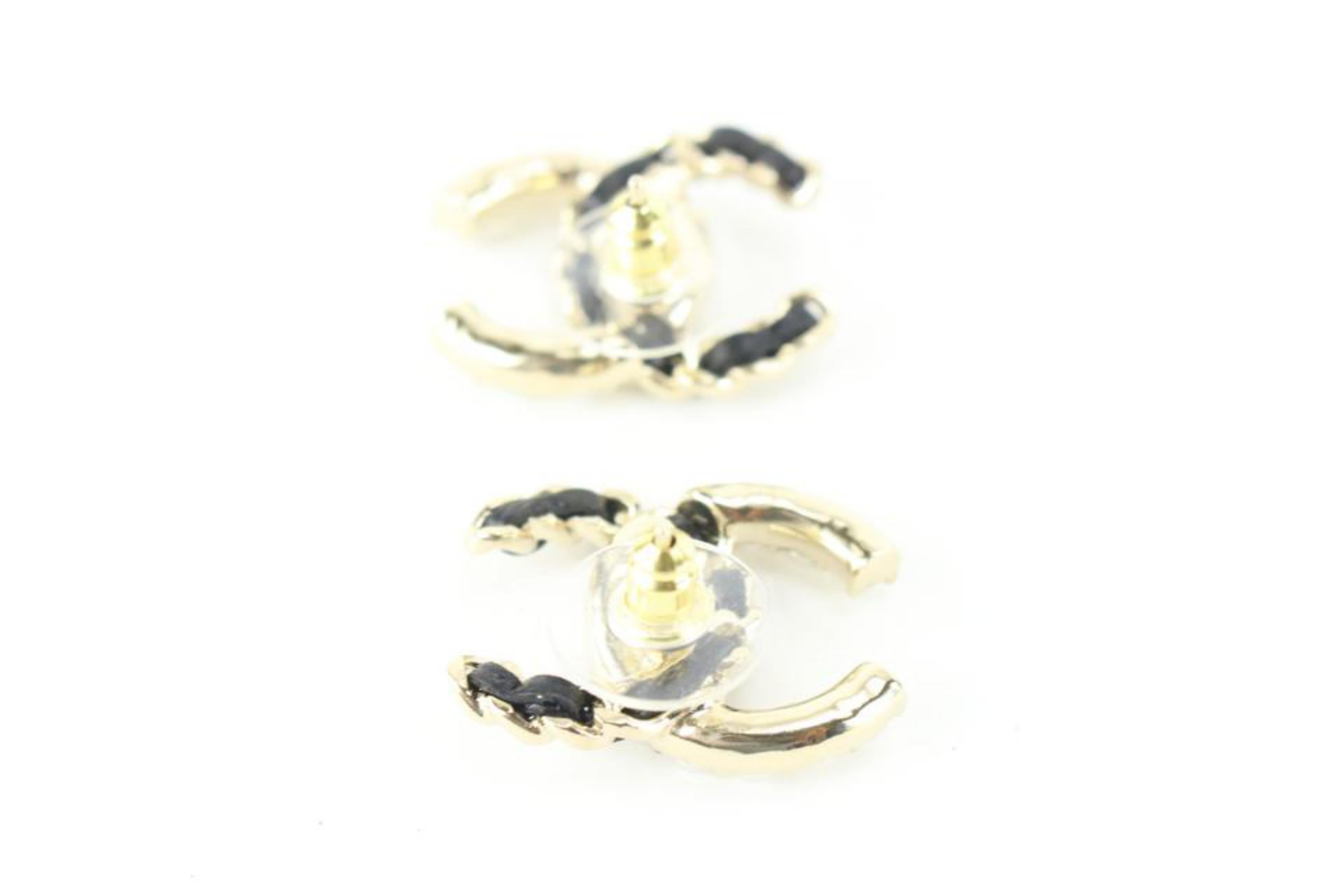 Chanel 22B Pearl x Black Crystal CC Logo Pierce Earrings 81ck727s 1