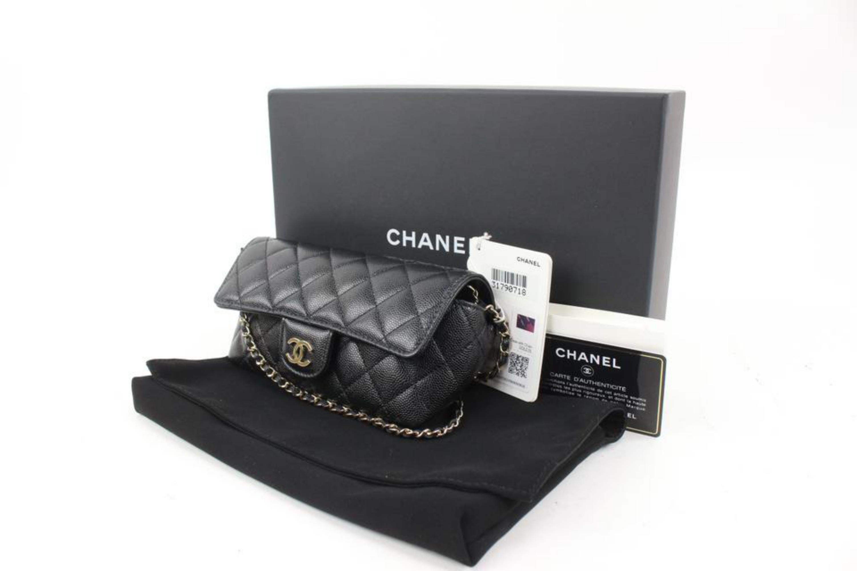Chanel 22C Black Quilted Caviar Mini Classic Flap Gold Chain Bag 7cas215 4