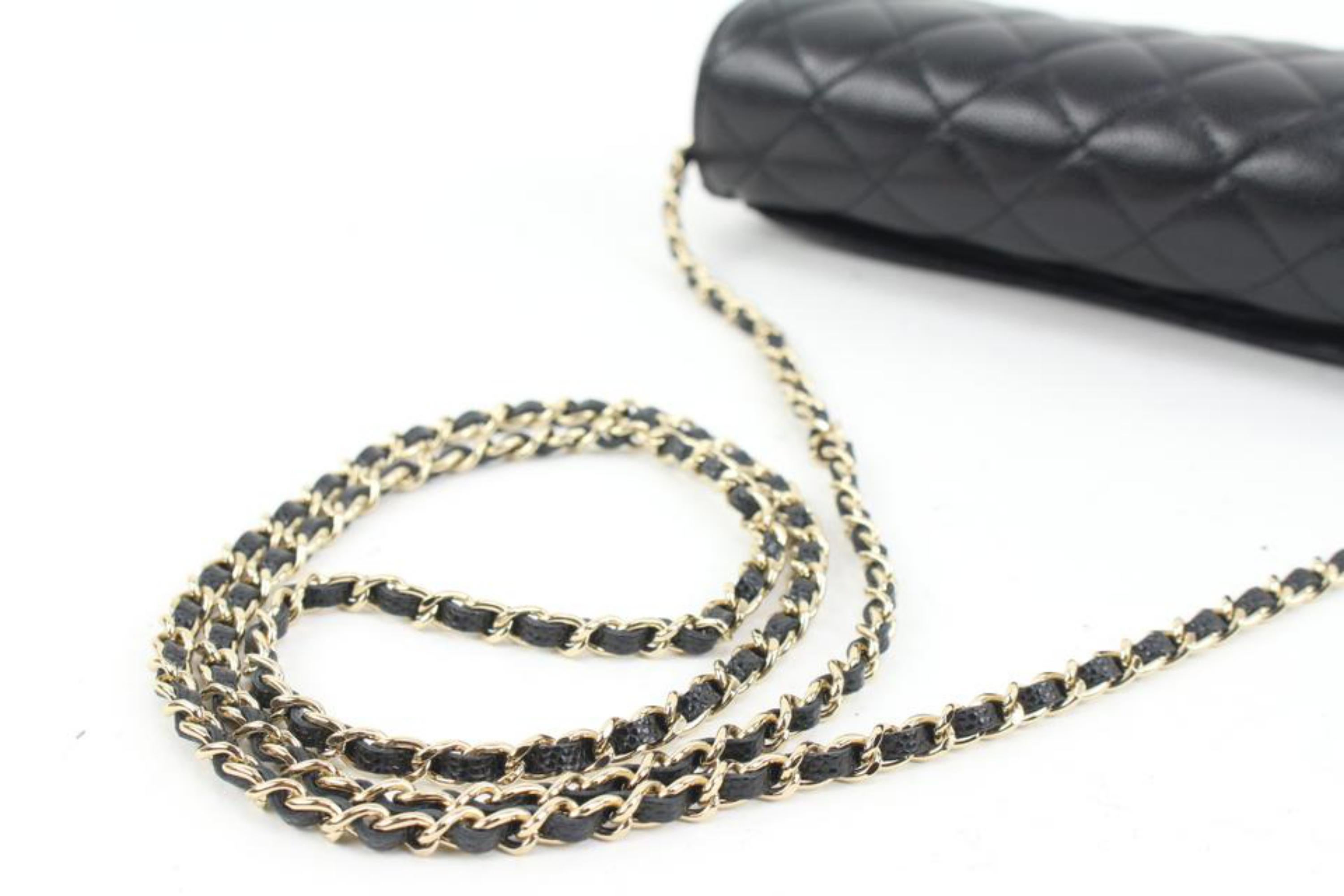 Chanel 22C Black Quilted Caviar Mini Classic Flap Gold Chain Bag 7cas215 2