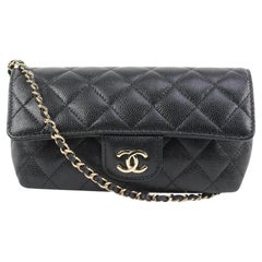 Chanel 22C Black Quilted Caviar Mini Classic Flap Gold Chain Bag 7cas215