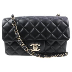 Chanel 22C Black Quilted Lambskin Mini Classic Flap Gold Chain 68ck315s