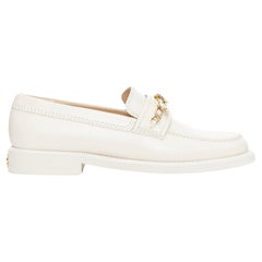 CHANEL 22C marfil CC corazón flor encanto cadena cuero mocasines EU37