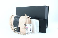 Chanel 22C Light Beige Black Lambskin Mini Square Classic Flap 112ca24
