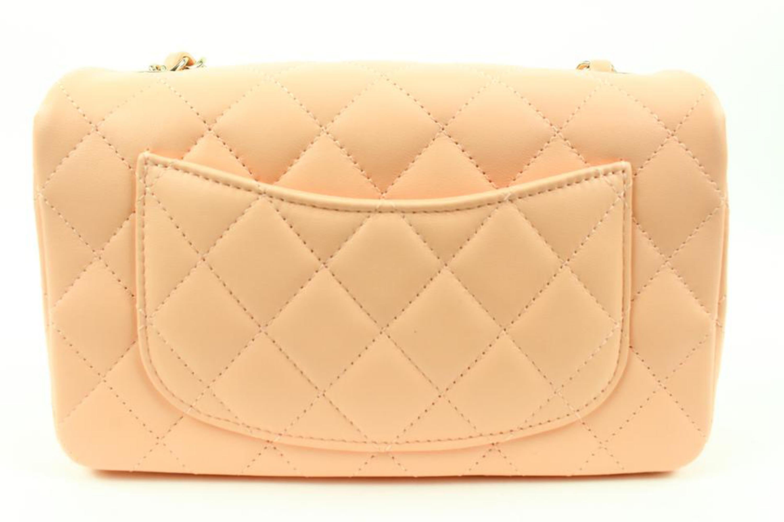 Chanel 22c Light Orange Quilted Lamb Rectangular Mini Classic Flap 118cas20 4