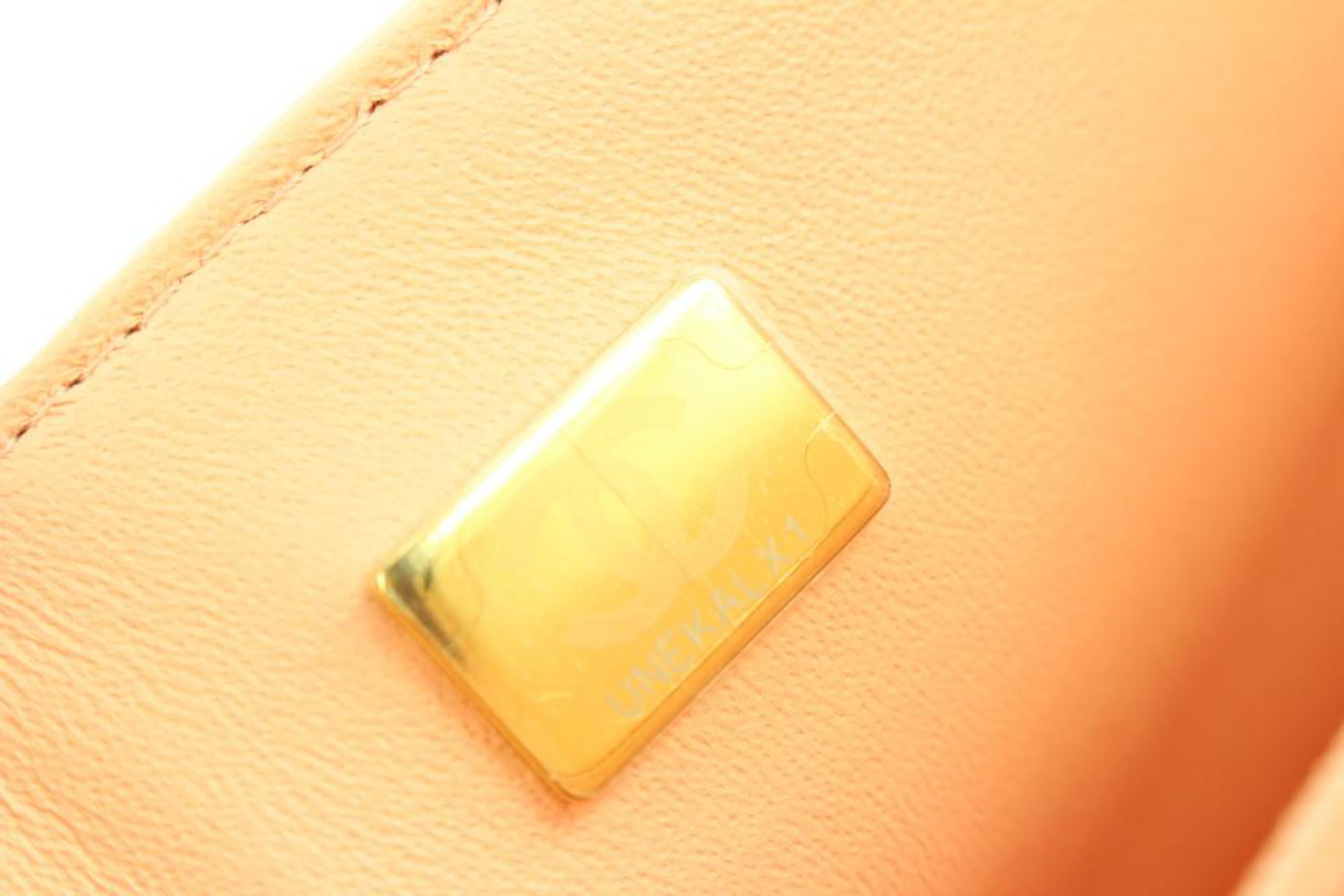Women's Chanel 22c Light Orange Quilted Lamb Rectangular Mini Classic Flap 118cas20