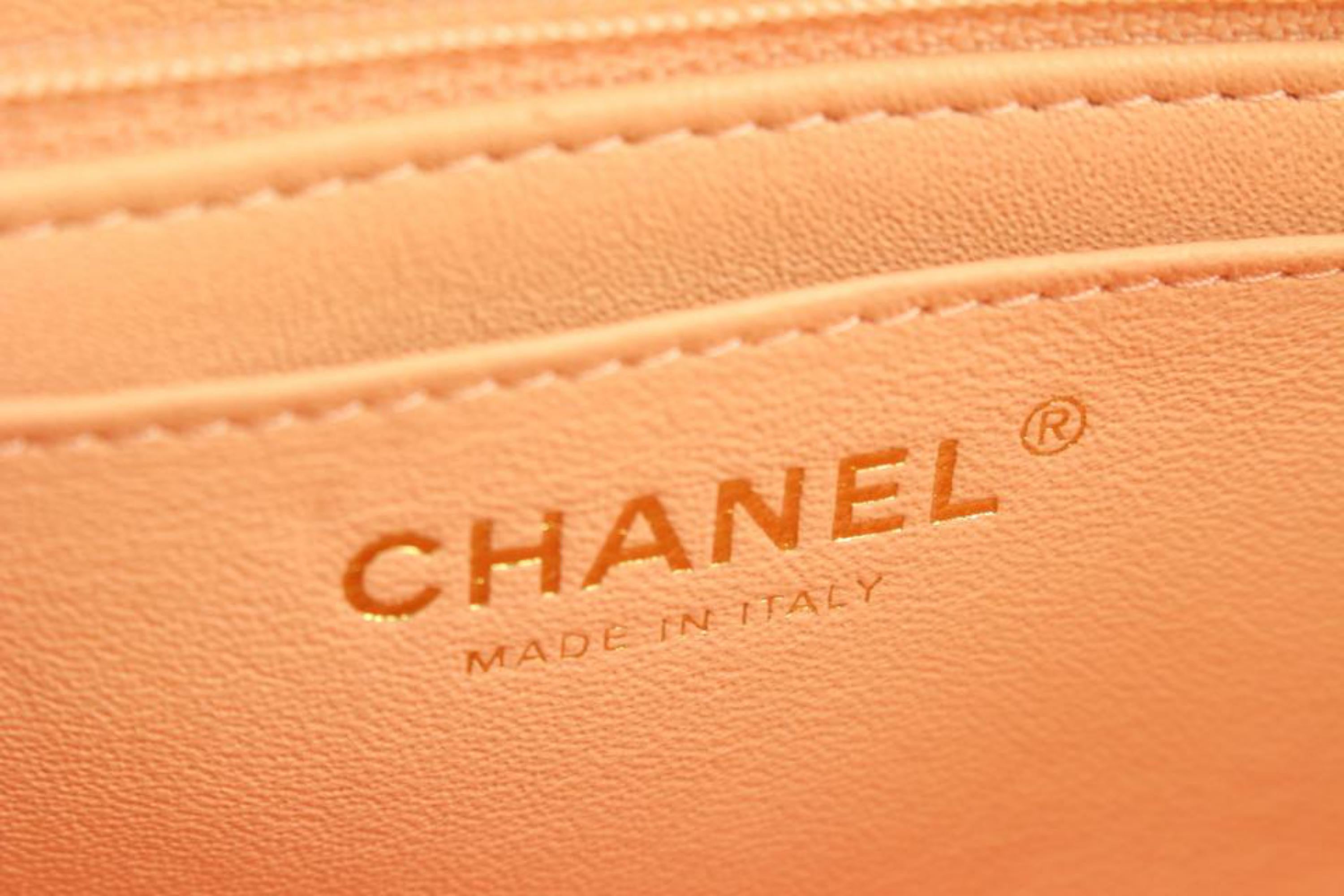 Chanel 22c Light Orange Quilted Lamb Rectangular Mini Classic Flap 118cas20 2