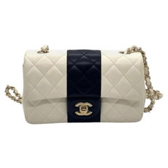Chanel 22C Mini Rectangular Flap Bag Black White Lambskin GHW NFC Chip