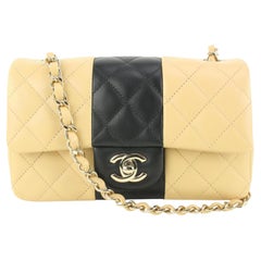 Chanel 22C Rare Bicolor Beige Black Quilted Lambskin Mini Classic Flap 111ca4