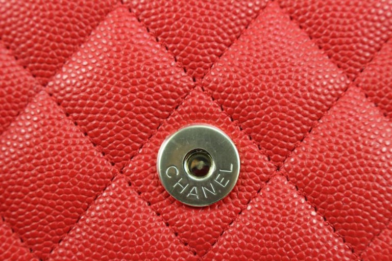 Chanel 22C Red Quilted Caviar Rectangular Mini Classic Flap Gold 6cas215 at  1stDibs