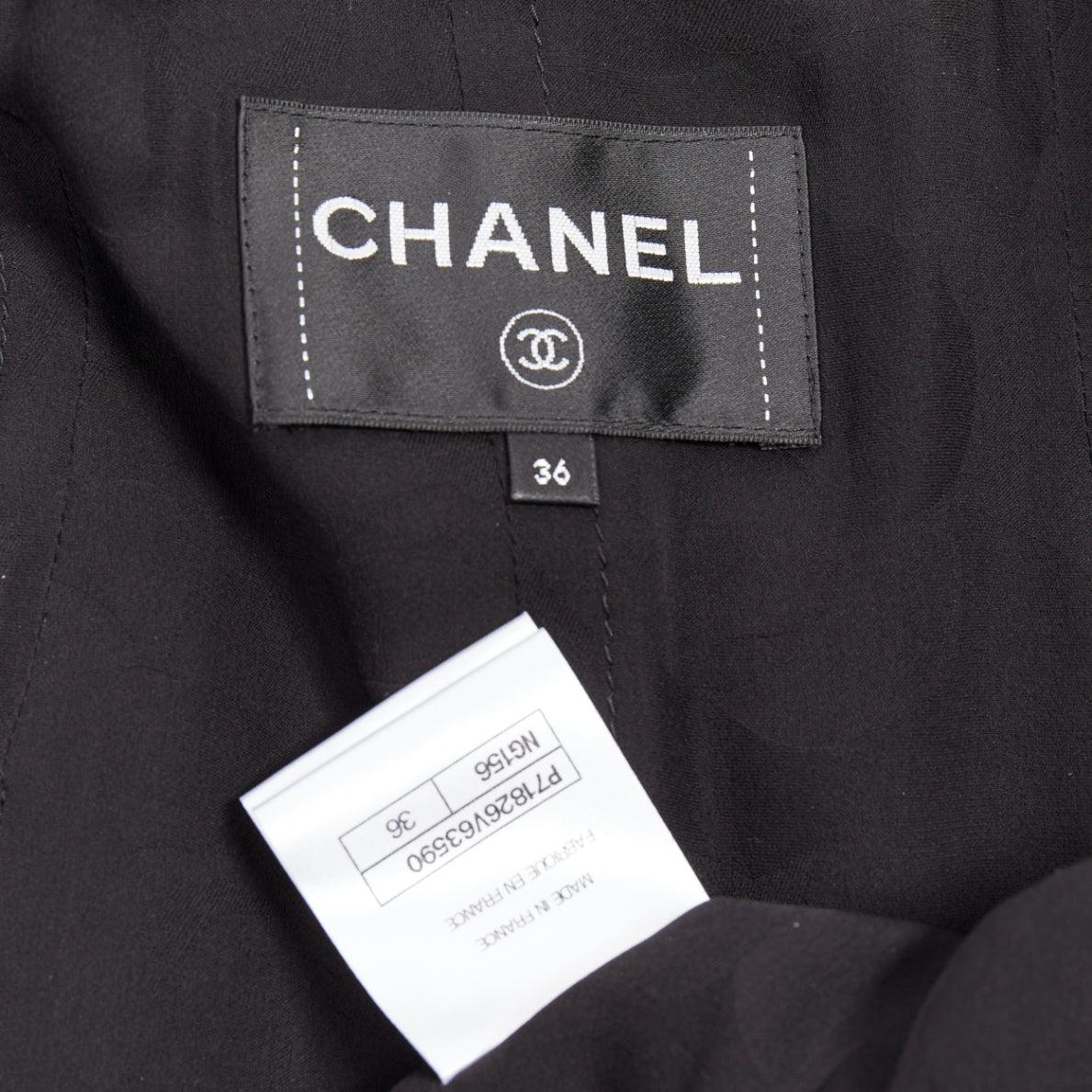 Chanel 22C Giacca lunga 4 tasche in tweed nero con frange FR36 S in vendita 5