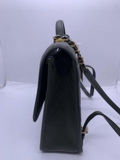 Chanel 22K Green Caviar Quilted Backpack Gold Tone Hardware