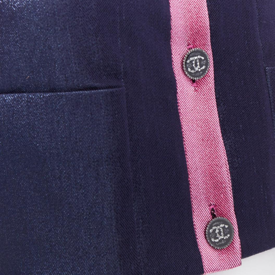 CHANEL 22K rose marine métallisé veste courte FR36 S en vente 3