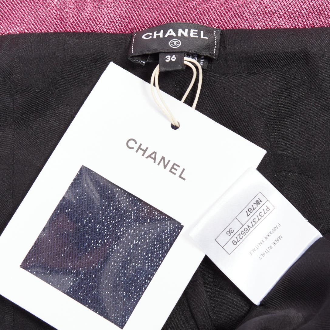 CHANEL 22K rose marine métallisé veste courte FR36 S en vente 4