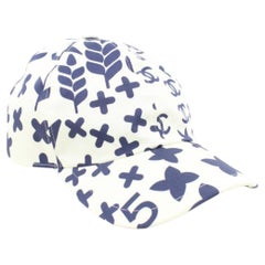 Chanel 22P 2022 White x Navy Blue Charm Icon CC Logo Baseball Cap Hat 85C24s