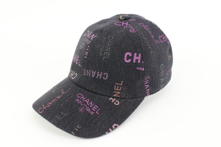 Chanel 22P Blue Denim x Pink CC Logo All Over Baseball Cap