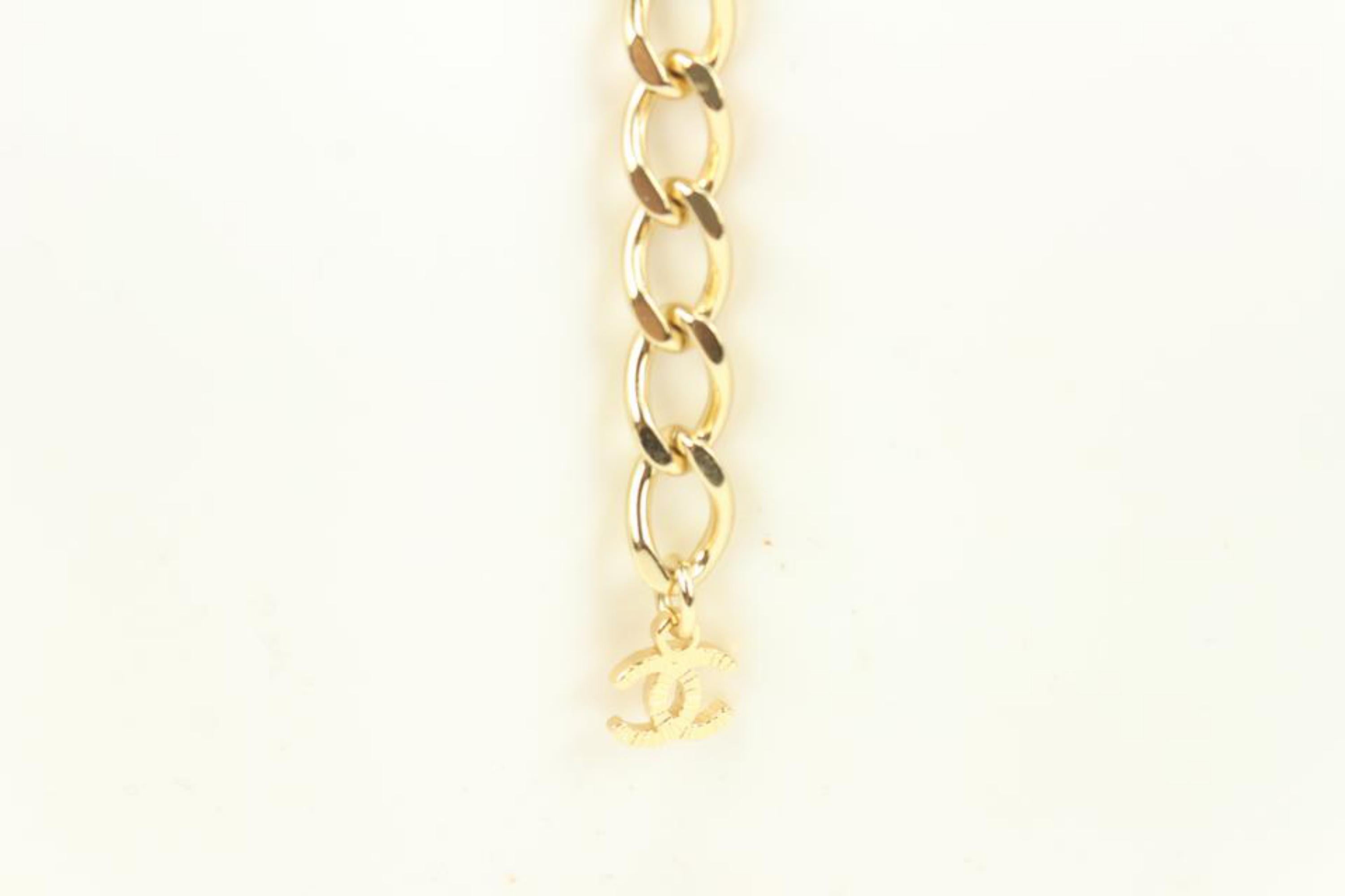Women's Chanel 22P Black Interlaced Leather x Gold Chain Jumbo CC Necklace 49ck32s