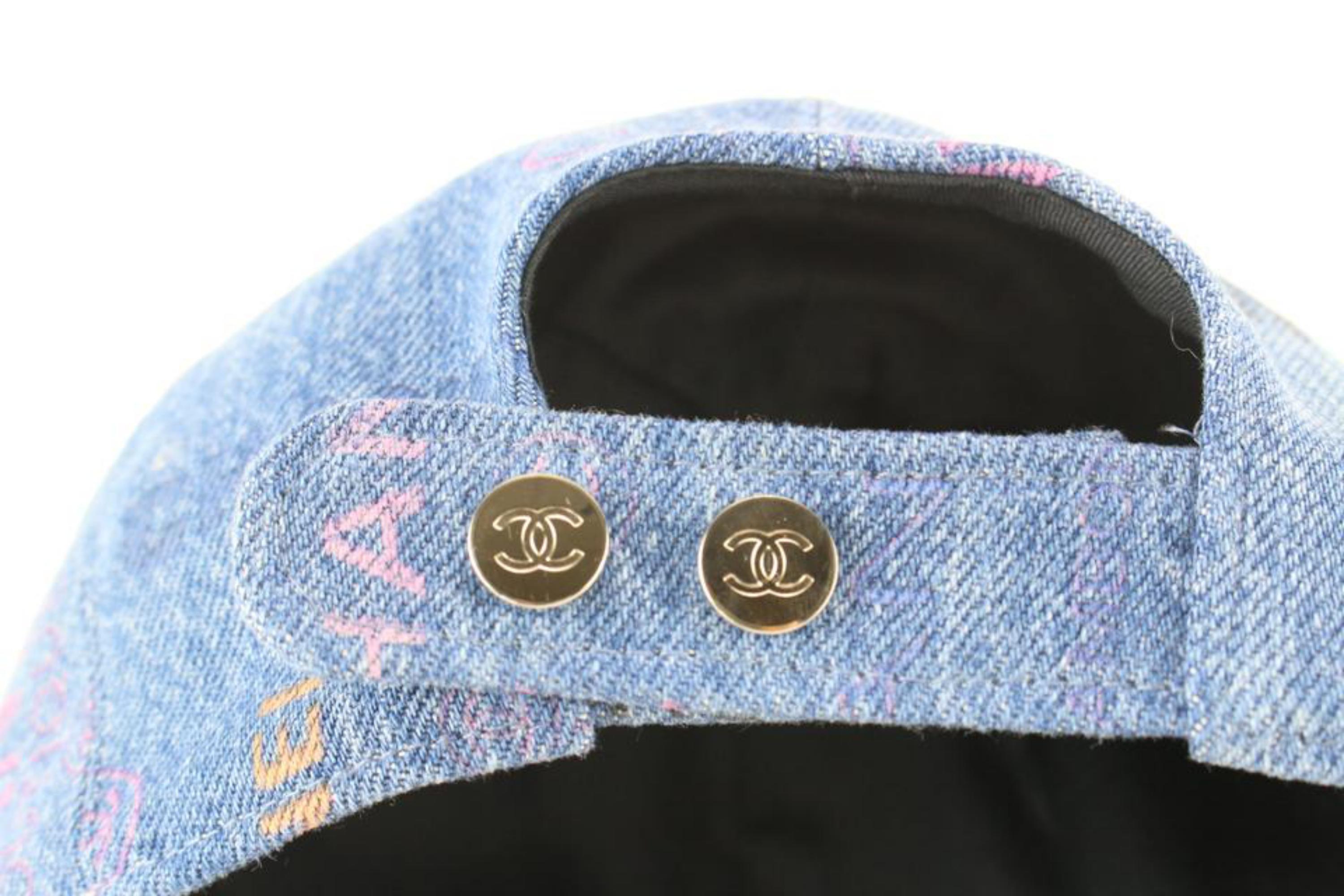 Chanel 22P Blue Denim x Pink CC Logo All Over Baseball Cap 37ca624s 3