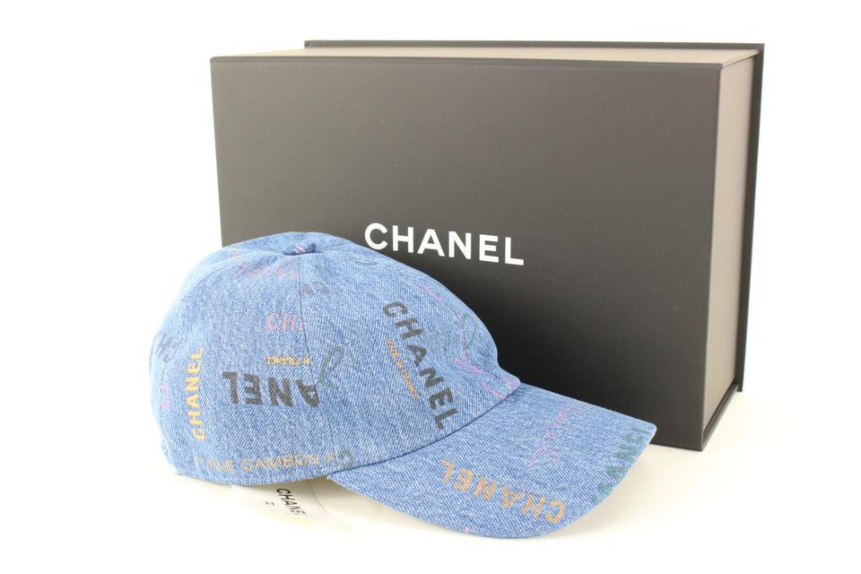Chanel 22P Blue Denim x Pink CC Logo All Over Baseball Cap 37ca624s 5