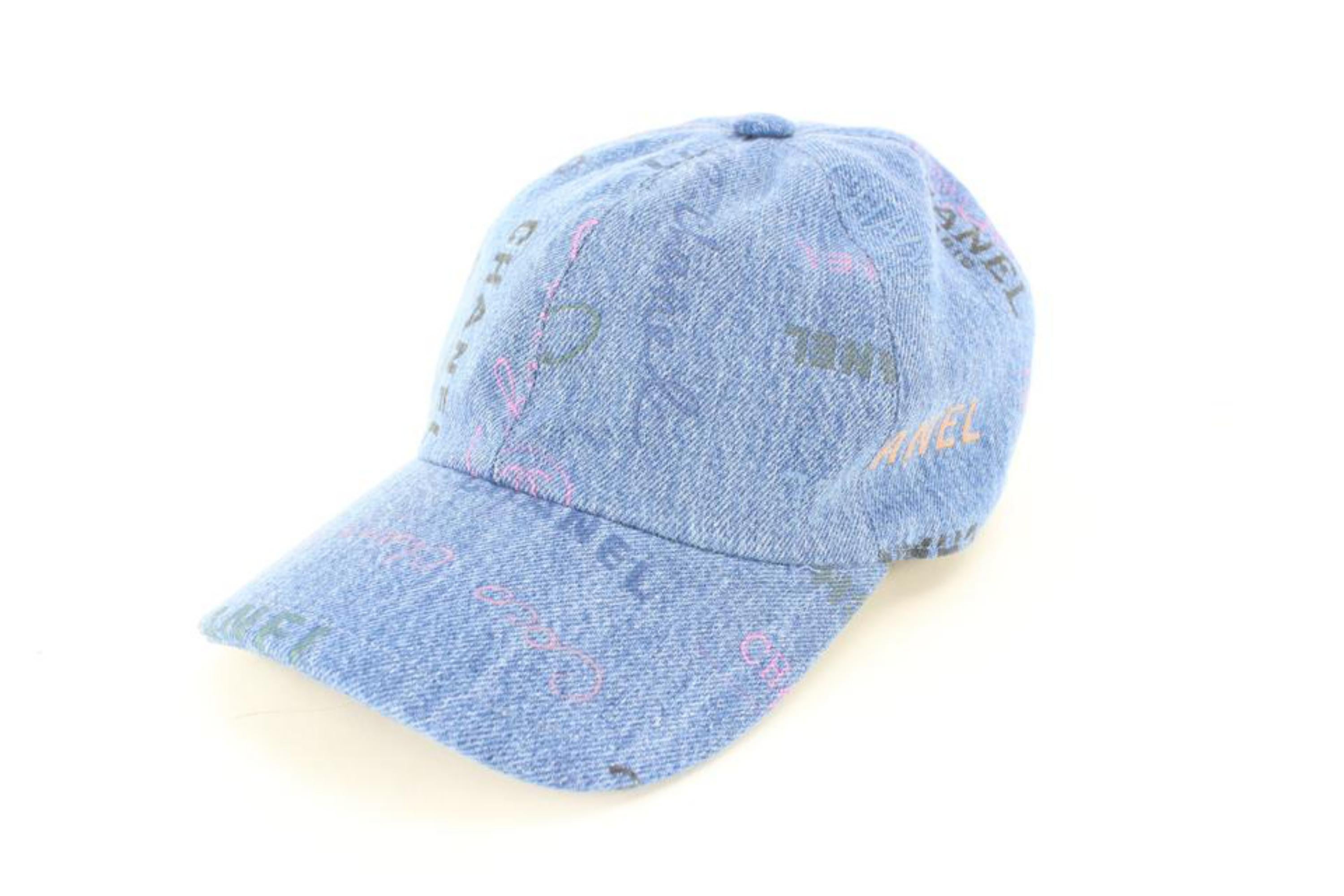 Women's or Men's Chanel 22P Blue Denim x Pink CC Logo All Over Baseball Cap 37ca624s