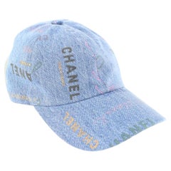 Chanel 22P Blue Denim x Pink CC Logo All Over Baseball Cap 37ca624s