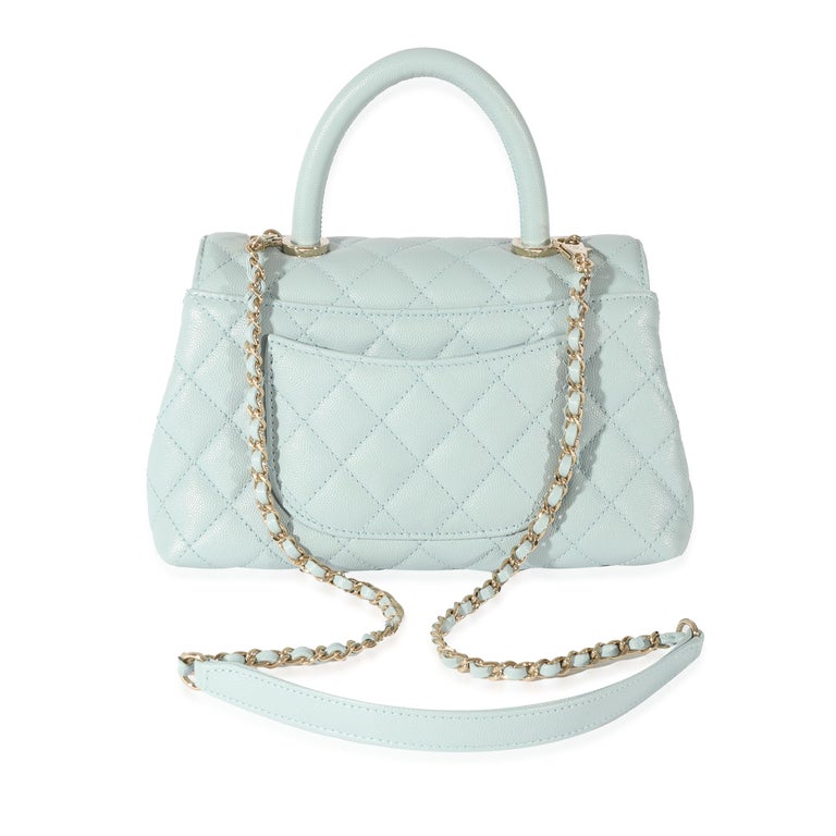 Chanel 22P Blue Quilted Caviar Small Coco Top Handle Flap For Sale at  1stDibs
