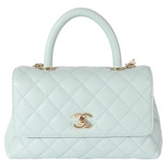 Chanel 22P Blue Quilted Caviar Small Coco Top Handle Flap