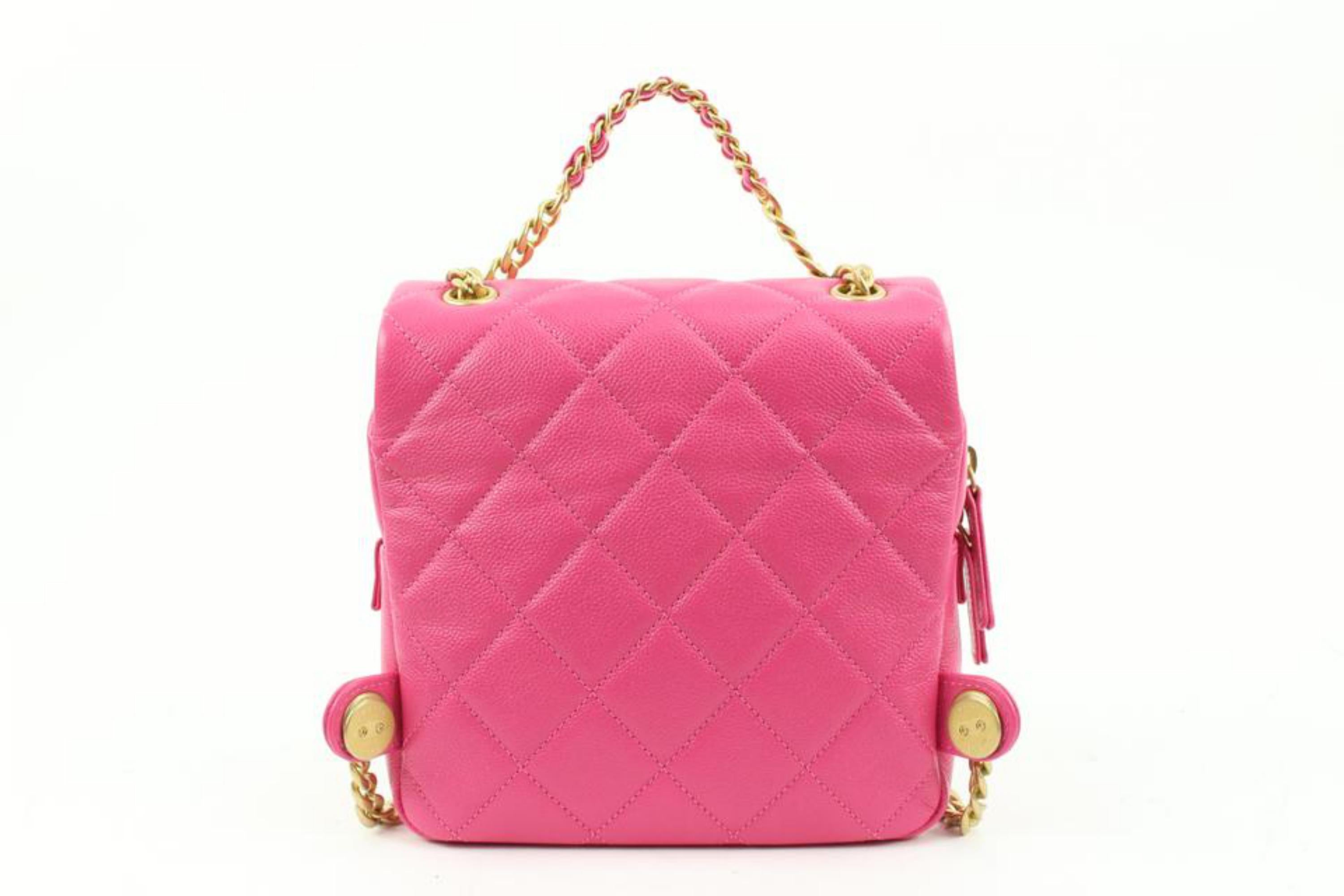 Women's Chanel 22P Dark Pink Quilted Caviar Chain Backpack Flap s214ca72