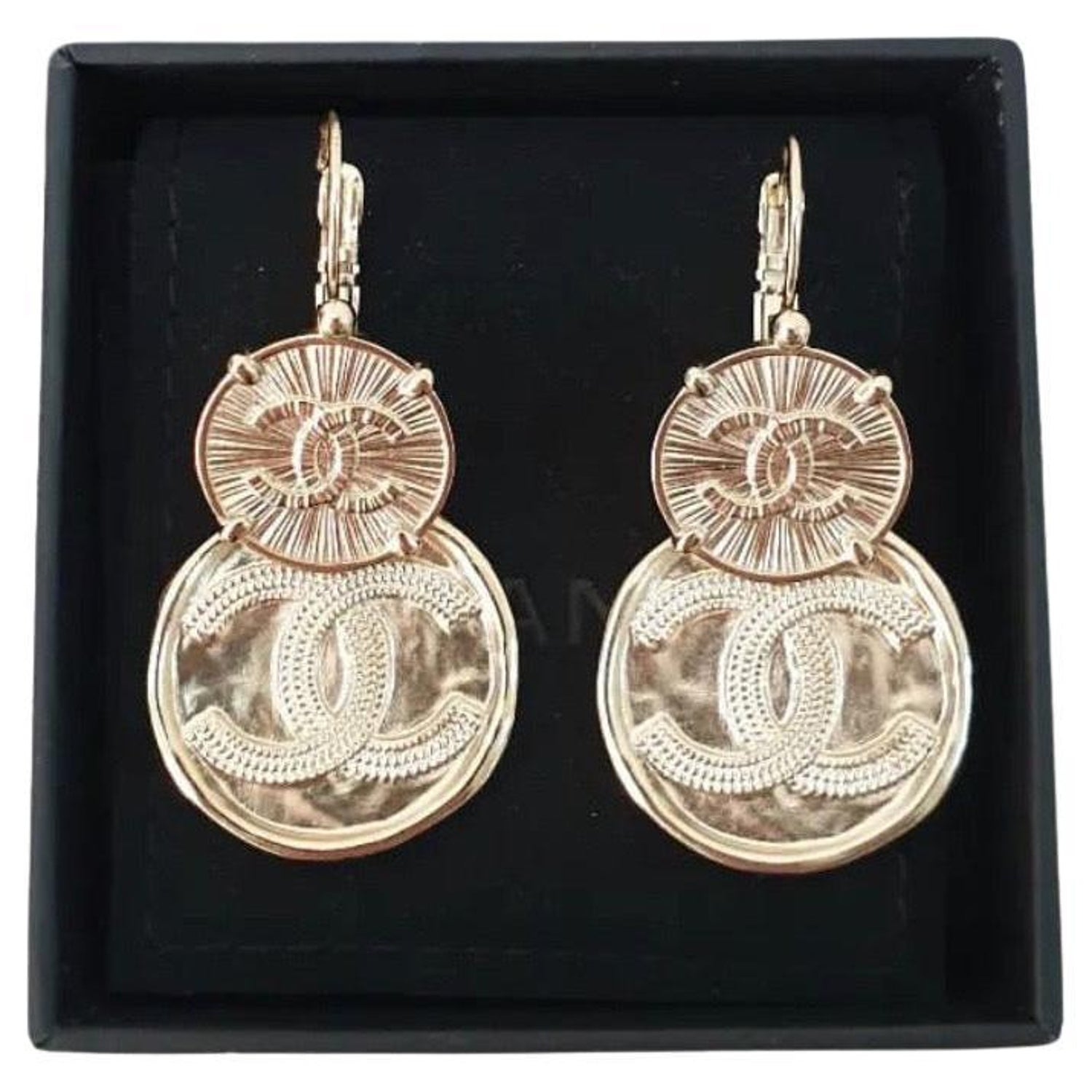 Sold at Auction: Sterling silver and rose gold plated Chanel design ear  studs