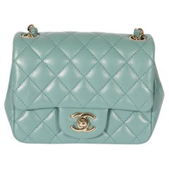 Chanel 22P Green Lambskin Mini Square Flap Bag