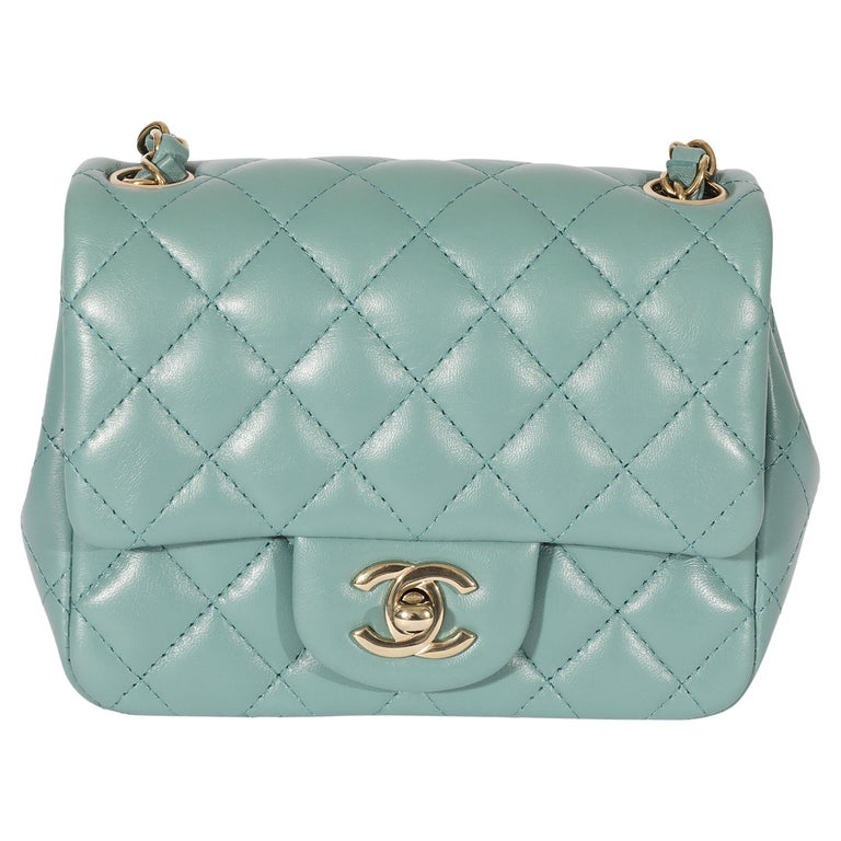 Chanel 22P Green Lambskin Mini Square Flap Bag