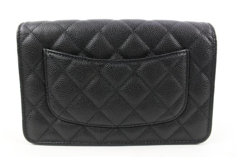 Chanel 22p Limited Black Quilted Caviar CC Link Wallet on Chain 124ca65 ...