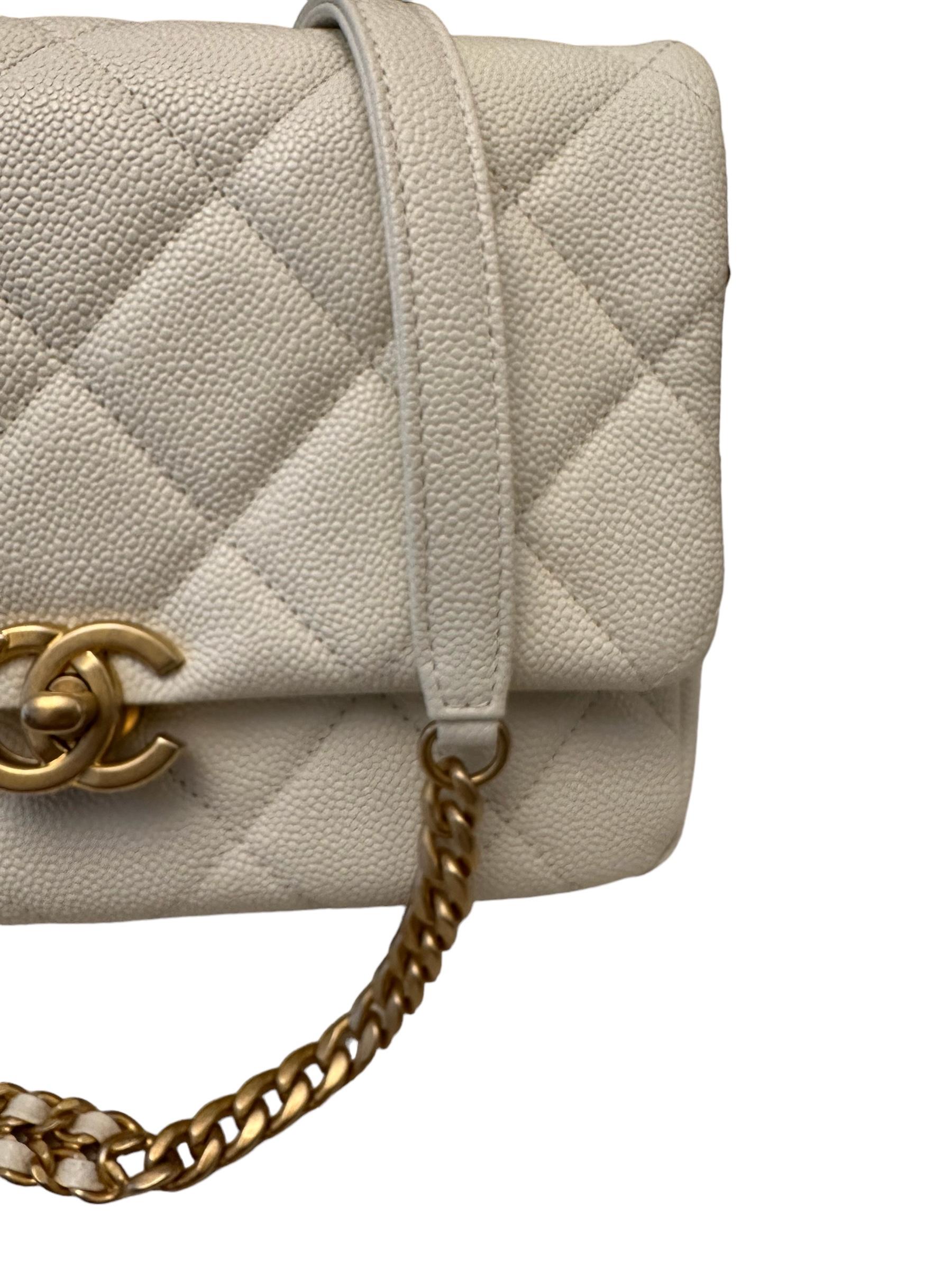 Chanel 22P Melody Flap White Caviar Small Bag  7