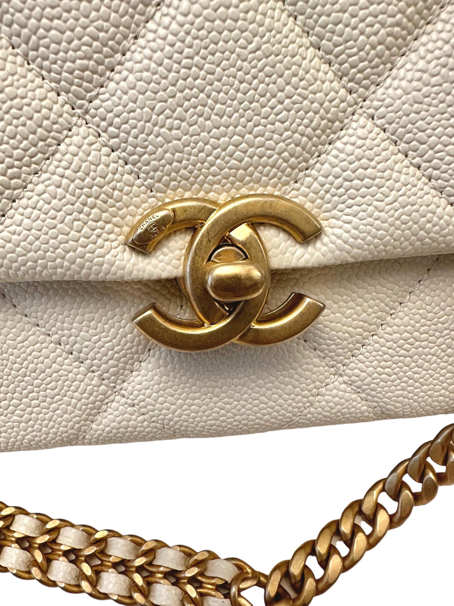 Chanel 22P Melody Flap White Caviar Small Bag  8