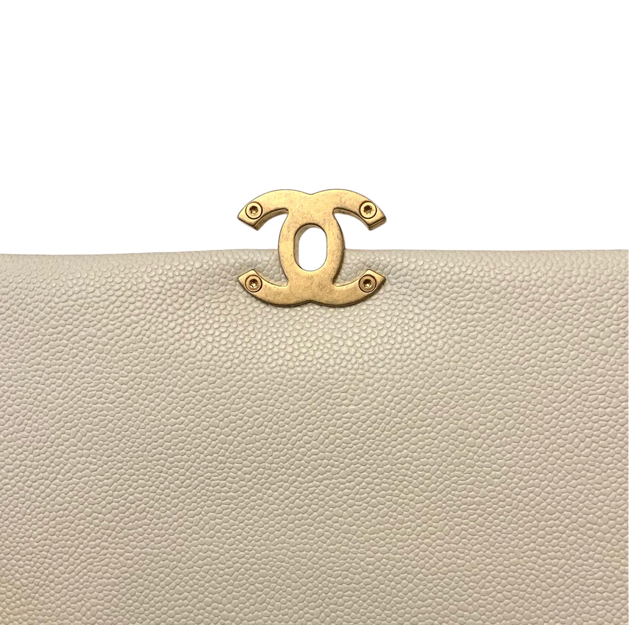 Chanel 22P Melody Flap White Caviar Small Bag  9