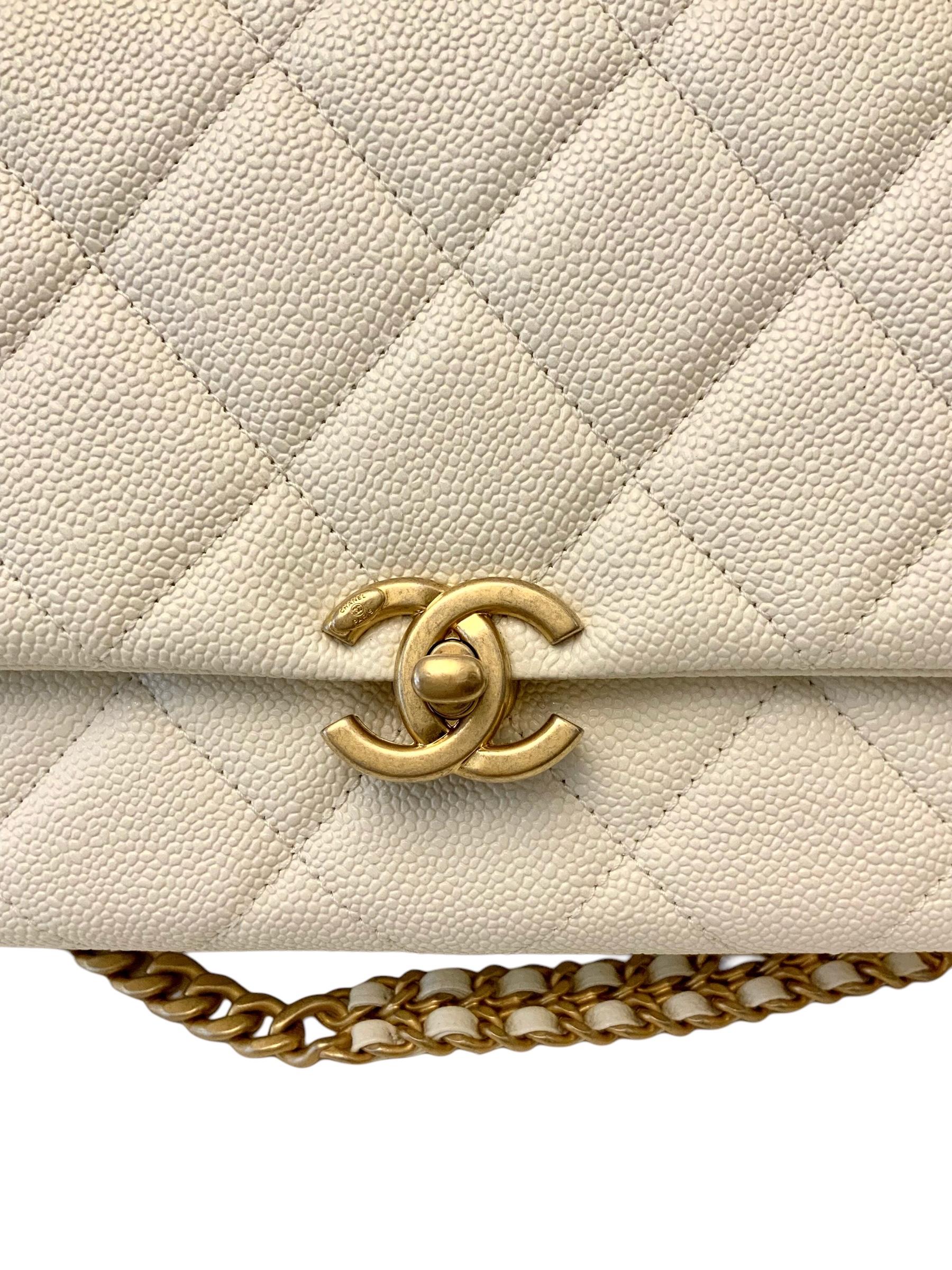 Chanel 22P Melody Flap White Caviar Small Bag  11