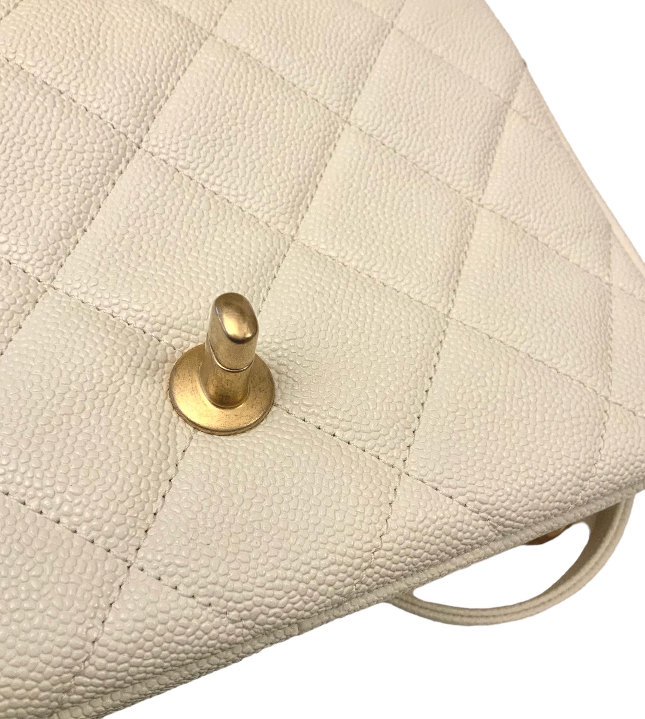 Chanel 22P Melody Flap White Caviar Small Bag  12