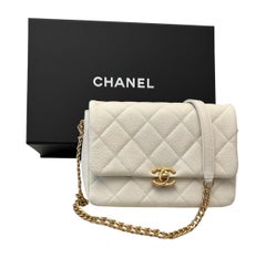 Chanel 22P Melody Flap White Caviar Small Bag