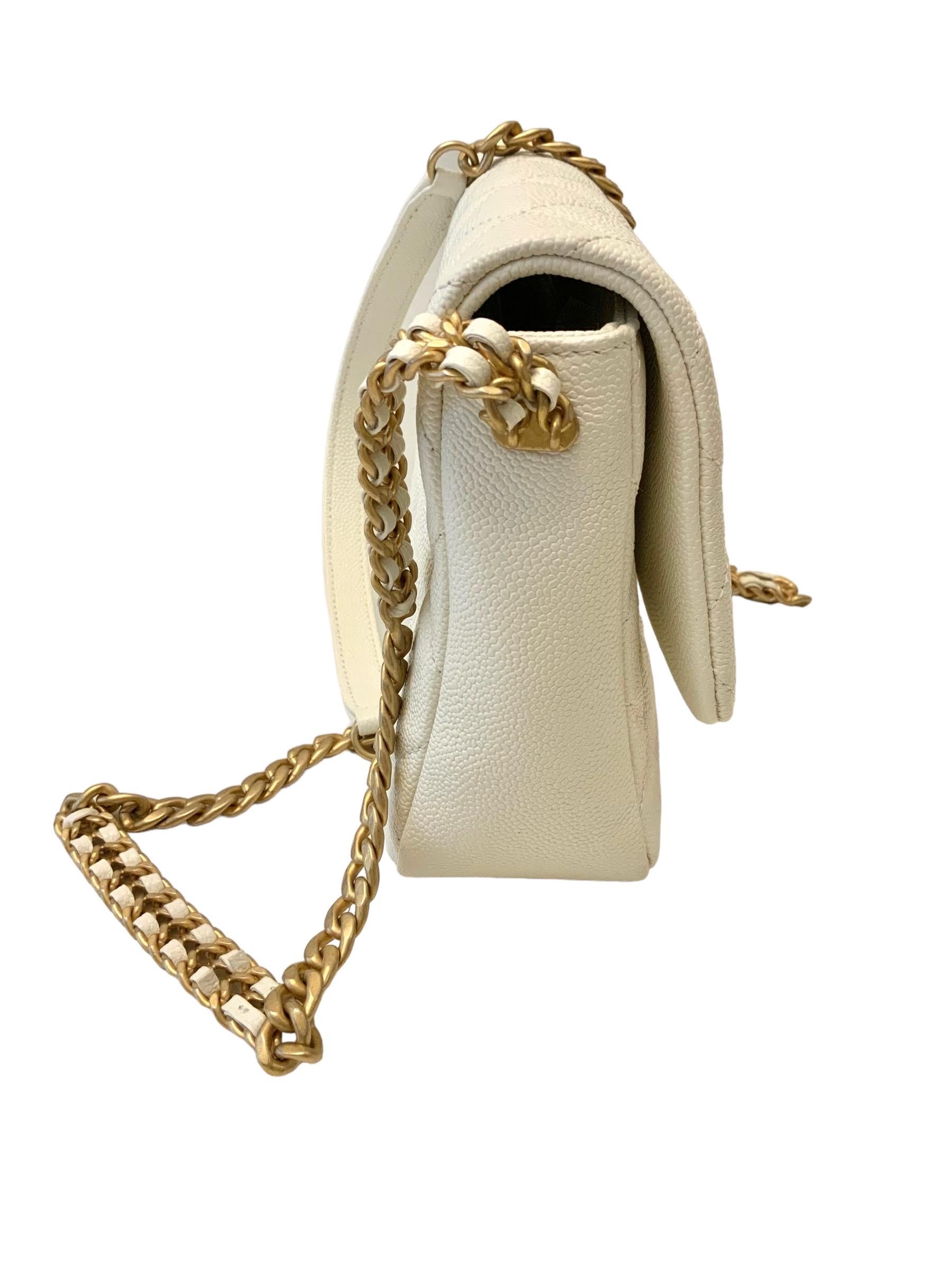 Women's or Men's Chanel 22P Melody Flap White Caviar Small Bag 