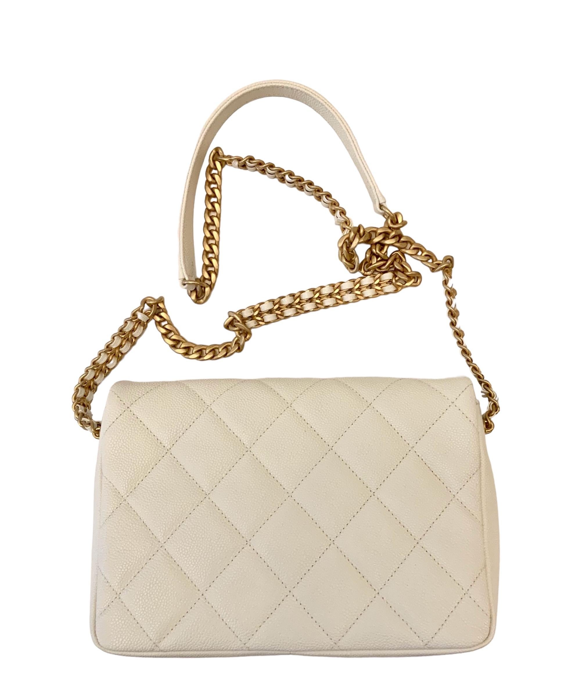 Chanel 22P Melody Flap White Caviar Small Bag  For Sale 1