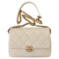 Chanel 22P Melody Flap White Caviar Small Bag