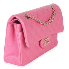 Chanel 22P Pink Quilted Caviar Small Classic Double Flap Bag