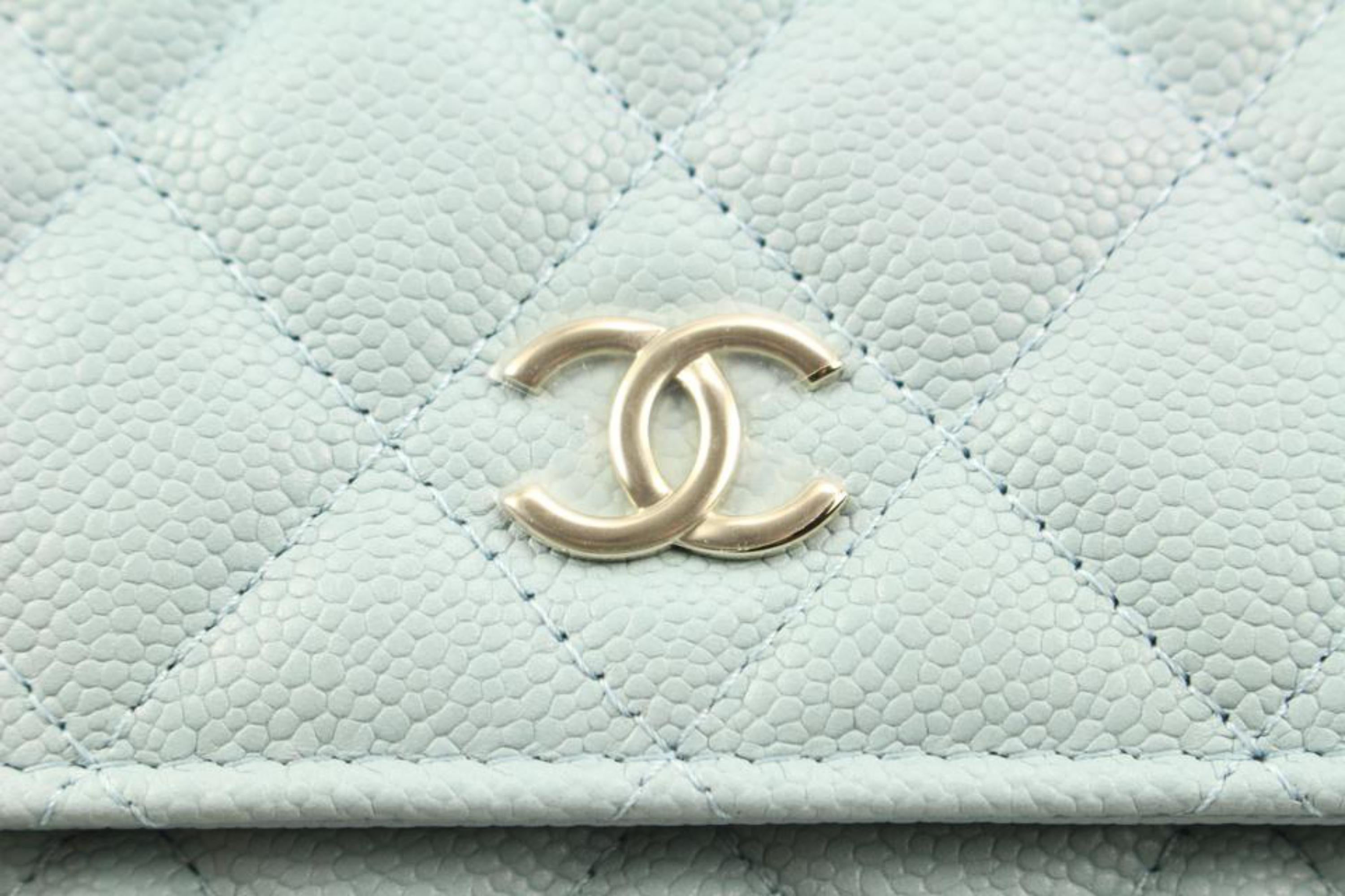 Chanel 22P Seafoam Blue Quilted Caviar Leather Wallet on Chain WOC S126ca48 3