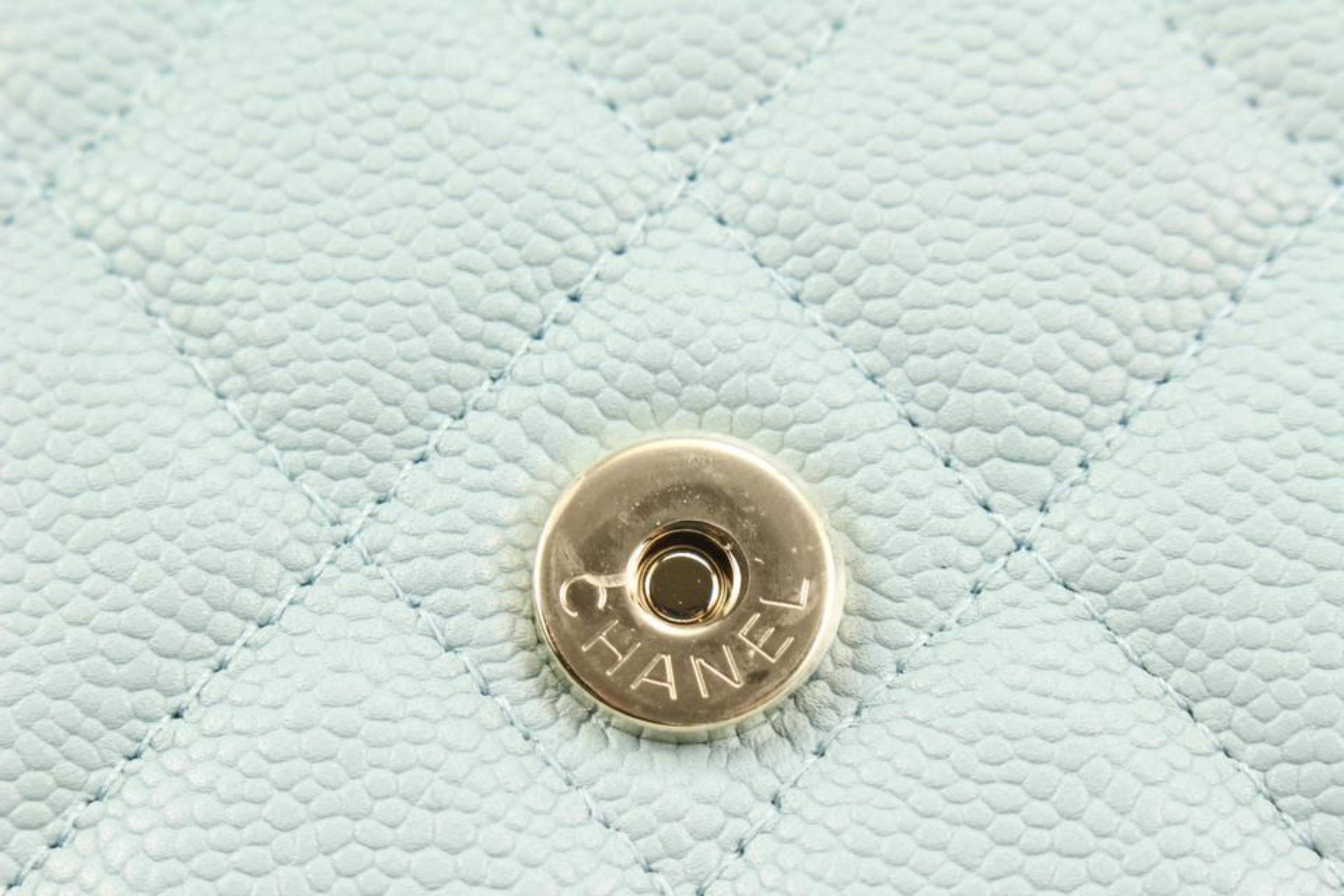 Chanel 22P Seafoam Blue Quilted Caviar Leather Wallet on Chain WOC S126ca48 4
