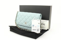 Chanel 22P Seafoam Blue Quilted Caviar Leather Wallet on Chain WOC S126ca48