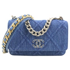 Chanel Blue Quilted Denim Mini Square Classic Single Flap Tortoiseshell Bakelite Hardware, 1997 (Very Good), Blue/Brown Womens Handbag