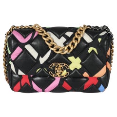 Chanel 22S Black Multicolor Lambskin Fixation Small Chanel 19 Bag
