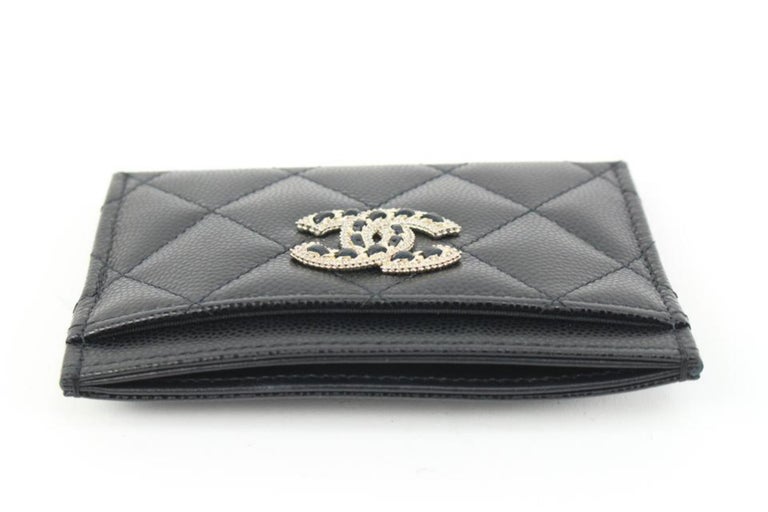 Chanel pass case card Wallet Leather Black Silver Hardware Cocomark CC  Ladies