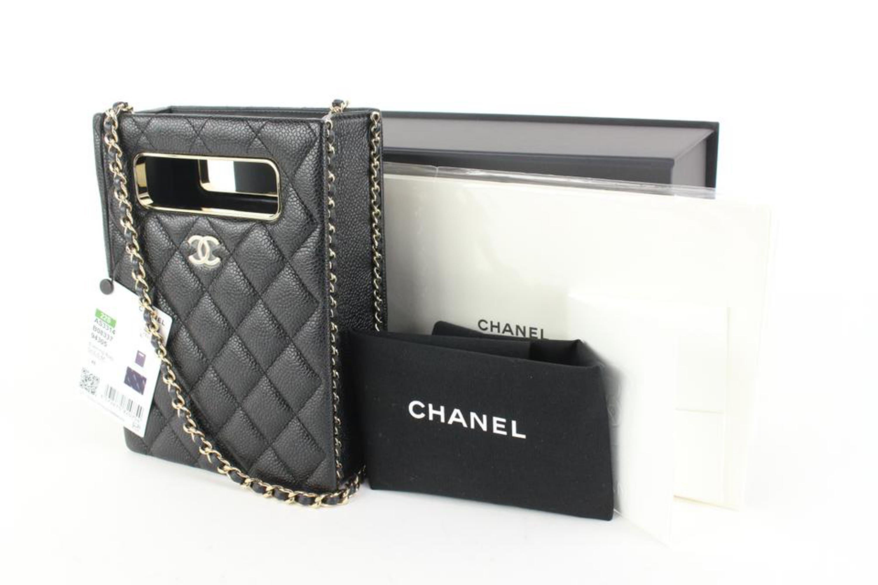 Chanel 22s Black Quilted Caviar Evening Bag Milk Carton Crossbody 25cz510s 6